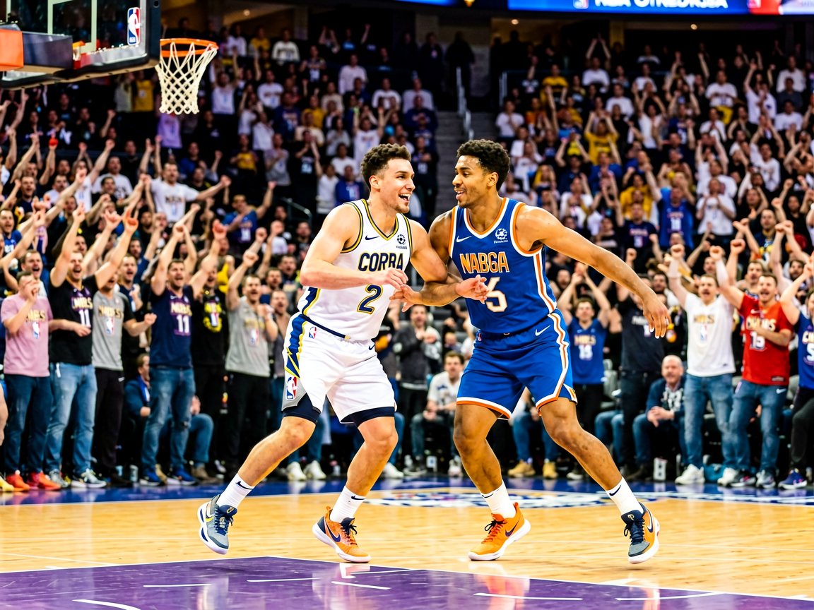 NBA比赛现场球员对抗与观众欢呼